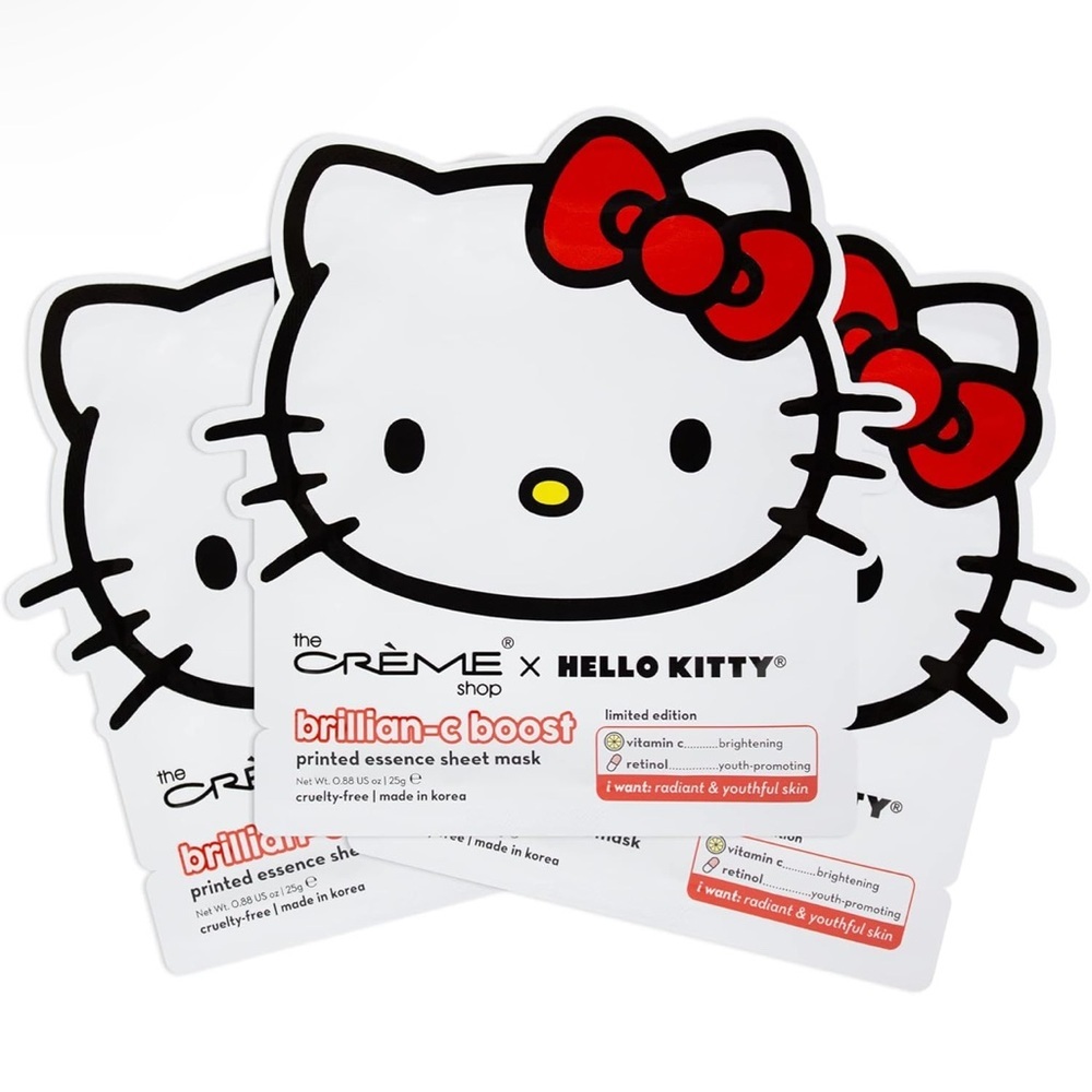 NIB Hello Kitty X The Creme Shop Face Mask 3 Pack Brillian-C Boost